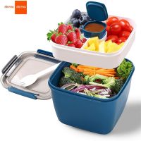 Portable Salad Lunch Container Salad Bowl 2 Compartments with Large Bento Boxes Salad Bowls Lunch Box Lunch Container For Food