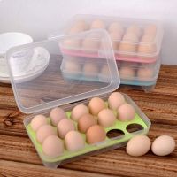 Egg Container Refrigerator Eggs Container with Lid Plastic Portable Stackable Large Egg Holder - Protect and Keep Egg Fresh