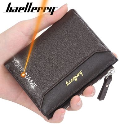 2022 New Men Wallets Free Name Customized Short Male Purse Zipper High Quality Card Holder PU Leather Wallet For Men