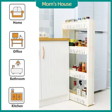 2/3/4 Layer Movable Gap Storage Rack Kitchen Bathroom Organizer Shelf  Kitchen Trolley with Wheels Space Saving Organizer Shelves