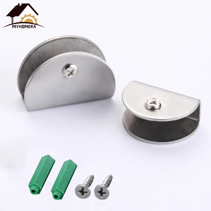 2 Pieces Stainless Steel Glass Clamps Shelves Support Corner Bracket ...