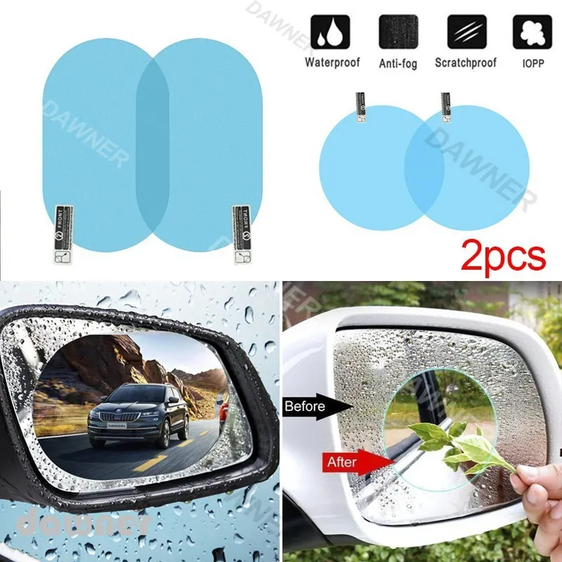 2x Car Rearview Mirror Waterproof Membrane Anti-glare Anti-fog Film  Scratchproof