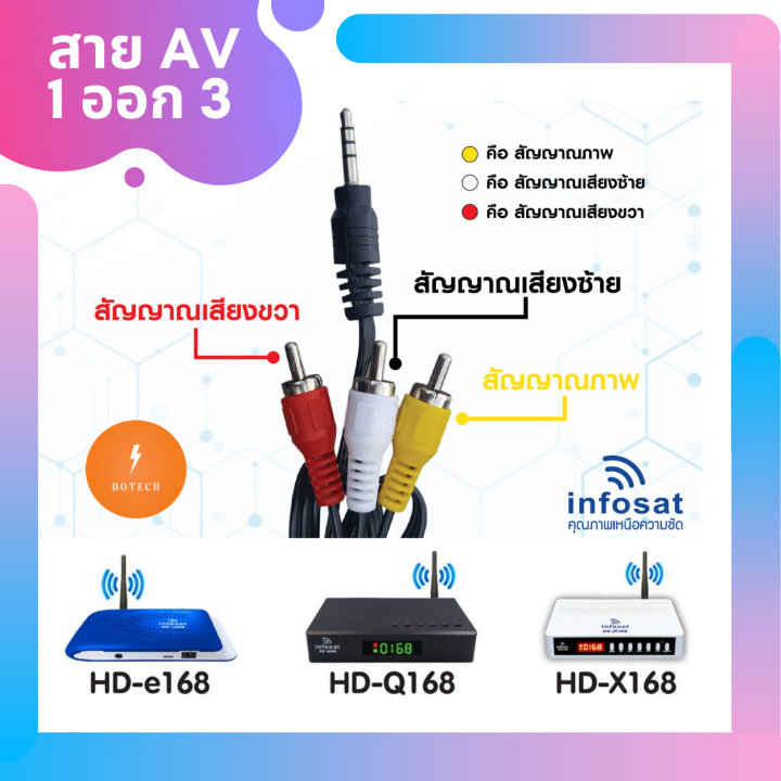 infosat-สาย-av-1ออก3-สายแท้-infosat-สำหรับเครื่องรับดาวเทียม-q168-e168