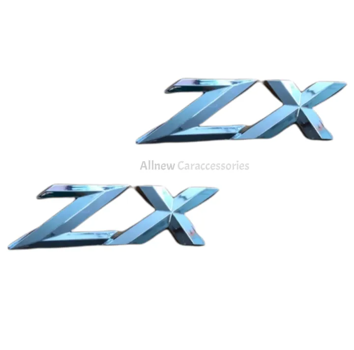AD.โลโก้ ZX สีชุบโคเมี่ยม ติดท้ายรถ HONDA แพ็ค 1ชิ้น