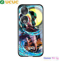 UCUC เคสสำหรับ Honor 90 5G เคสโทรศัพท์หรูอนิเมะสำหรับเด็กผู้ชายเคสลูฟี่กระจกเทมเปอร์ฝาครอบฝาหลังกันกระแทก