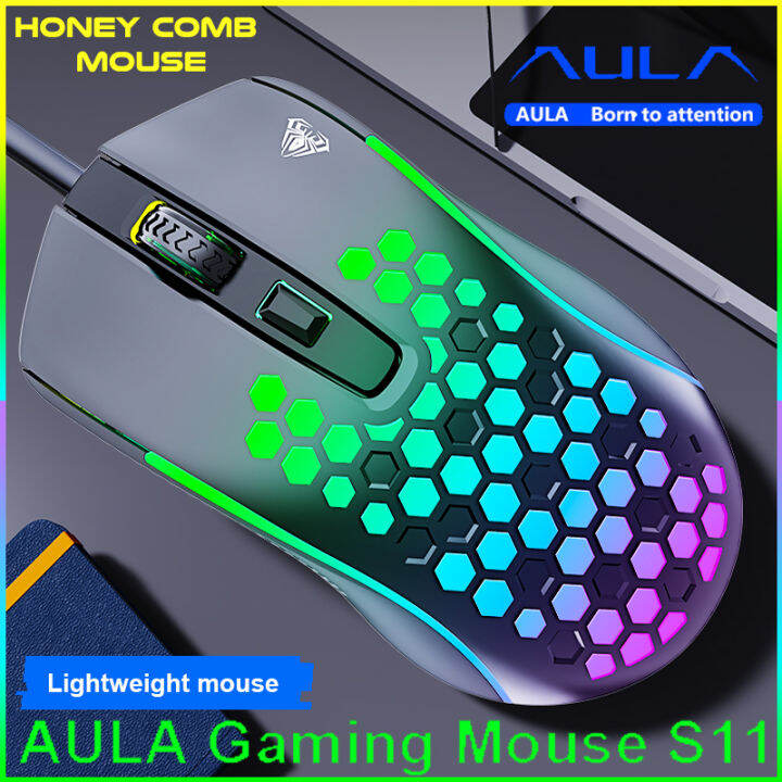 Mouse Gaming Honey Comb AULA S-11 RGB lighting - 3600DPI - 4 Gear DPI