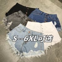 COD jfdss Ripped Denim Shorts Women Summer Fat mm200 Jin Plus Size High Waist Loose Wide-Leg Student a-Line Hot Pants Trendy