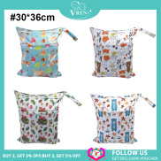 VREN Baby New Cartoon Print Baby 30x36cm Double Zipper Diaper Bag Washable