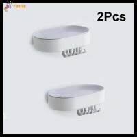 FANNIE 2Pcs พร้อมตะขอ6อัน จานสบู่ ไม่มีการเจาะ กับท่อระบายน้ำ ที่วางสบู่ ใช้งานได้จริง สีเทาและสีเทา กล่องใส่สบู่ ฝักบัวห้องน้ำห้องครัว