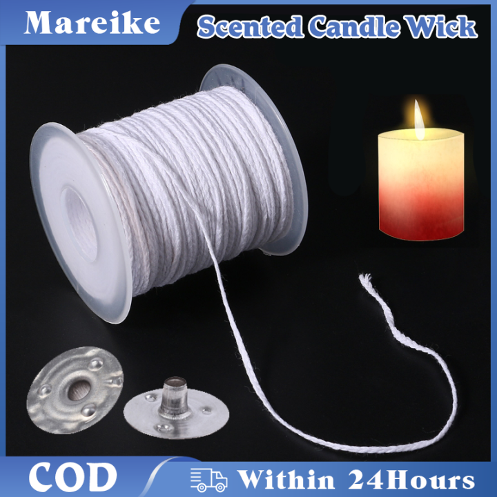 61M Candle Wick Roll Candle Making Braided Wick With 100 Pcs Metal