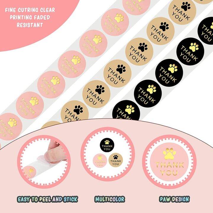 1500-pcs-round-kraft-paws-print-thank-you-labels-stickers-dog-claw-print-labels-present-for-sealing-and-decoration