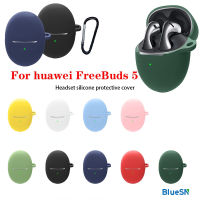 BLUESN สำหรับ Huawei FreeBuds 5เคสหูฟังซิลิโคนกันกระแทกสีทึบกล่องอุปกรณ์เสริมหูฟังฝาครอบ FreeBuds5