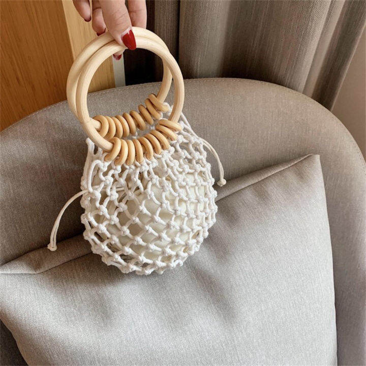 fashion-wrist-pack-ladies-tote-summer-handbag-bucket-shoulder-bag-straw-handbag-rattan-purse-fishnet-shoulder-bag