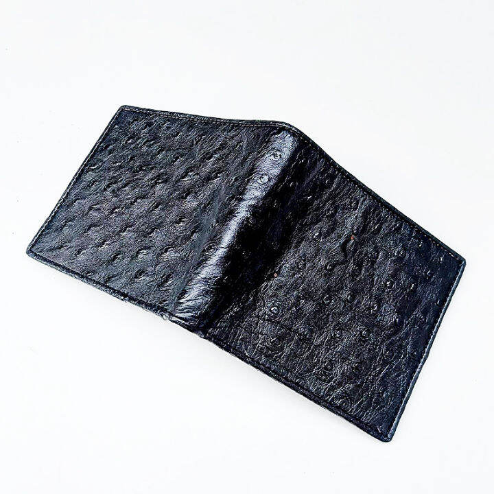 ostrich-bifold-wallet-black-color-กระเป๋าหนังนกกระจอกเทศสีดำ-เป็นกระเป๋าหนัง-exotic-ที่สำหรับทั้งชายและหญิง