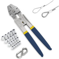 SANUKE Wire Rope Crimping Swaging Tool Cable Crimps up to 2.2mm(2/32inch) with 160pcs 4sizes Aluminum Double Barrel Ferrule Crimping Loop Sleeve and 10pcs Stainless Steel Thimble Assortment Kit Cr Stainless Steel