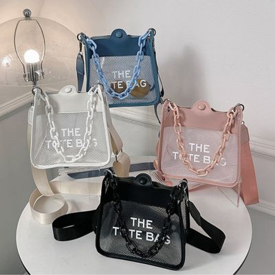 【YF】 Candy Color Jelly Tote Bag PVC Clear Women Handbags Acrylic Shoulder Crossbody Bags for 2023 Wide Strap Phone Flap Clutch