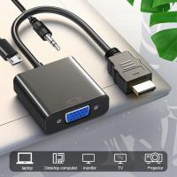 HDMI-compatible TO VGA Adapter Cable With Audio Power Supply Cable 1080P Male To Famale Converter For PC Laptop Projector TV