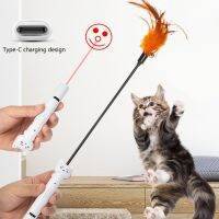 【WNING small pet】แท่งทีเซอร์สำหรับแมว,ของเล่นแบบโต้ตอบปากกาอินฟราเรดชาร์จแบบ Type-C พร้อมกระดิ่งอุปกรณ์สัตว์สำหรับใส่ในบ้านและแมว