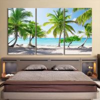 Beach Palm Tree Catalina Island Scenery โปสเตอร์พิมพ์ผ้าใบภาพตกแต่งบ้านภาพวาดสำหรับตกแต่งห้องนั่งเล่น