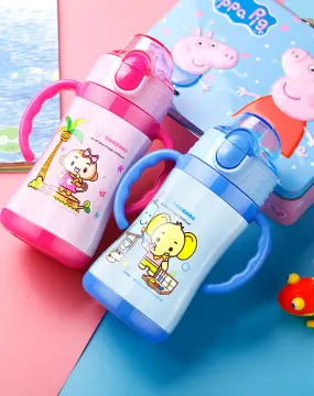 2-Pack Peppa Pig Spout Beaker & Straw Sipper Water Bottle Kids Toddler Xmas  Gift