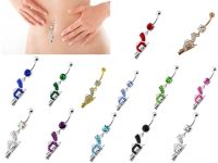 Multi Jeweled Dangling Gun Navel bar จิวสะดือปืนแขวนอัญมณีหลายอัน