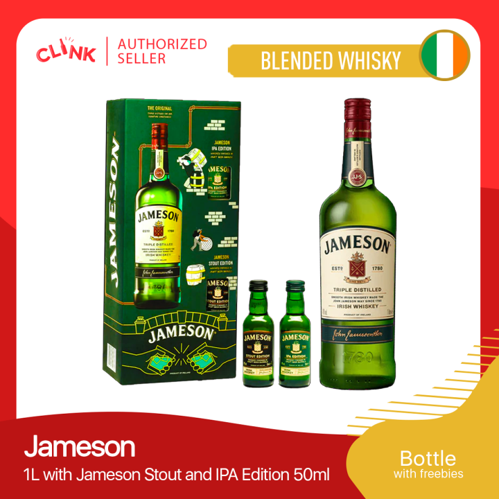 Jameson Irish Whiskey 1l Triple Distilled With Jameson Stout And Ipa