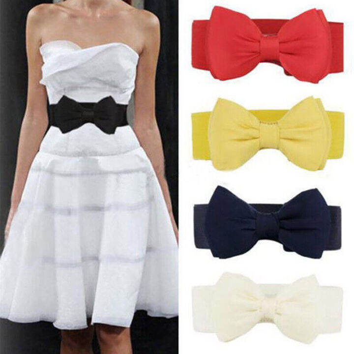 accessory-big-clothes-wide-elastic-waistband-waist-belt-bow