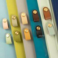 10สีหนังทองเหลืองKnob Handle Simpleตู้จับNordicลิ้นชักดึงตู้จับ-kdddd