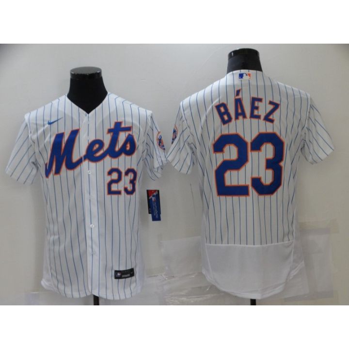 2023 New High Quality∋ 2022 MLB New York Mets 23 Javier Báez Blue White  Black Baseball Jersey