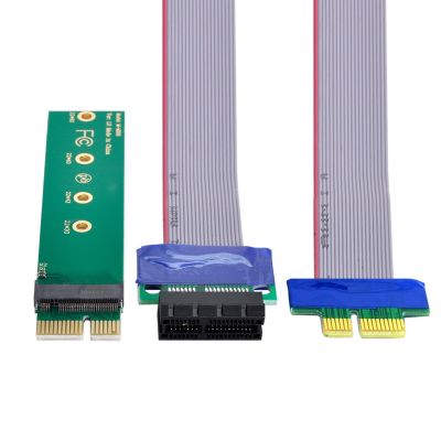 CYSM Xiwai NVME AHCI NGFF M-key SSD to PCI-E 3.0 1x x1 Vertical Adapter with PCI-E Cable Male to Female Extension