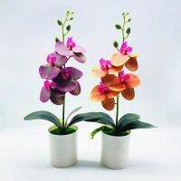 Potted Fake Orchid Artificial Faux Bonsai Outdoor Indoor for Balcony Wedding Desk and Room Decoration