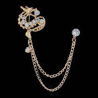 Accessories Lapel Suit Crystal Rhinestone Collar Chain Wedding Dress Jewelry Pin Men End Brooch