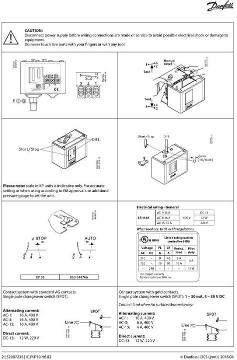 pressue-switch-danfoss-kp36-เพลสเชอร์สวิตซ์-danfoss-2-0-14-0-bar