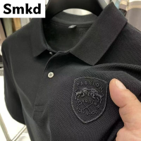 เสื้อโปโลผู้ชายแขนสั้นหลวม,เสื้อปักลาย Polo เสื้อยืดผู้ชาย2023ฤดูร้อน