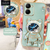 AnDyH Casing For OPPO A17 A17K Realme C33 C33 2023 Phone Case Cute 3D Starry Sky Astronaut Desk Holder with lanyard