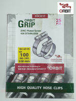 เหล็กรัดท่อแสตนเลส (ชุดละ25ตัว)/ชุด  เข็มขัดรัดท่อแสตนเลส  9.5 x 80-100mm ORBIT HOSE CLAMPS BOX OF 25 9.5mm wide 80-100mm STAINLESS STEEL BAND W2 GPDN95-100