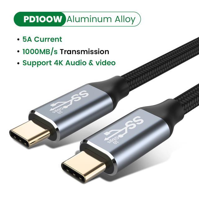 5a-100w-usb-c-3-1สายชนิด-c-ถึง-c-10gbps-สายส่งข้อมูลความเร็วสูง-hd-4k-60hz-สายออดิโอสายวิดีโอสำหรับแล็ปท็อป