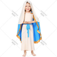 Traje Da Virgem Maria Para Meninas,Traje Bíblico Infantil,Traje De Pastor Delicado,Vestido Cosplay Halloween Para Crianças