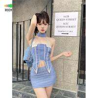 NINI · [new product limit] temperament sling hanging neck hollow-out top summer interior matching contrast color stitching sleeveless vest womens slimming tight V728