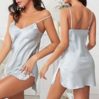 【 WYIN kitchen】 Summer Mini Nightdress Sleepwear Women 39;s Satin Chemise Nightgown with Adjustable Straps Sexy Kimono Dressing Gown Lounge Wear