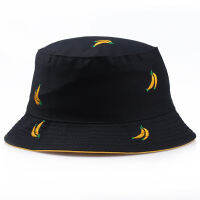 [hot]Double Side Bucket Hats Embroidered Banana Basin Hat Male Hipster Students Joker Sunshade Hat Outdoor Couple Fisherman Hat