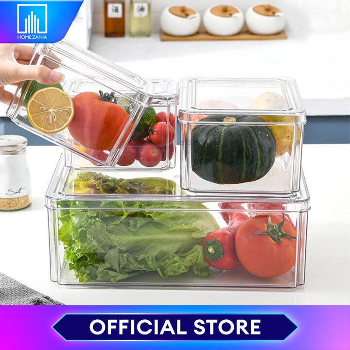 Home Zania 3 IN 1 Transparent Food Storage Fruit and Vegetable Kitchen ...