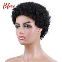 Blice 4 Inch Short Curly Synthetic Wigs Heat Resistant For Women Natural Black 100 Kanekalon Daily Party American African Wig