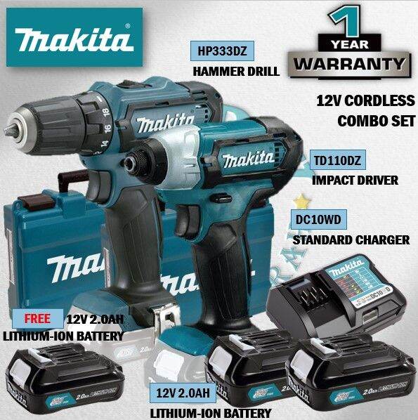 MAKITA HP333DWAE 12V Cordless Hammer Drill + TD110DZ 12V Cordless