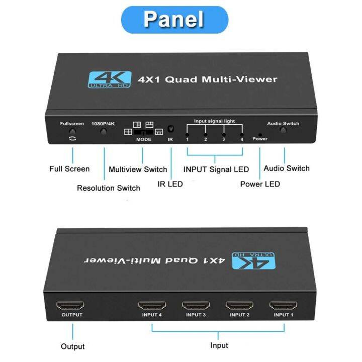 hdmi-compatible-multviewer-switch-สลับ4-in-1ออกสนับสนุน4k-30hz-ดูโหมดสำหรับกล้อง-ps4จอภาพพีซีไปยังทีวี