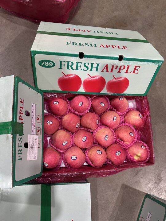 แอปเปิ้ล-ฟูจิ-fresh-apples-24-28-32-ลูก-ลัง-กล่องเขียว-นำเข้าจากจีน