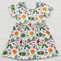 【cw】 New Fashion Kids Designer Short Sleeve Baby Silk Toddler Dresses ！