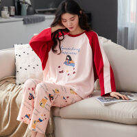 Pajama Sets Women Lovely Cartoon Chic Spring Fall Long Sleeve Ladies Sleepwear Plus Size Fashion Ulzzang College Girls Homewear