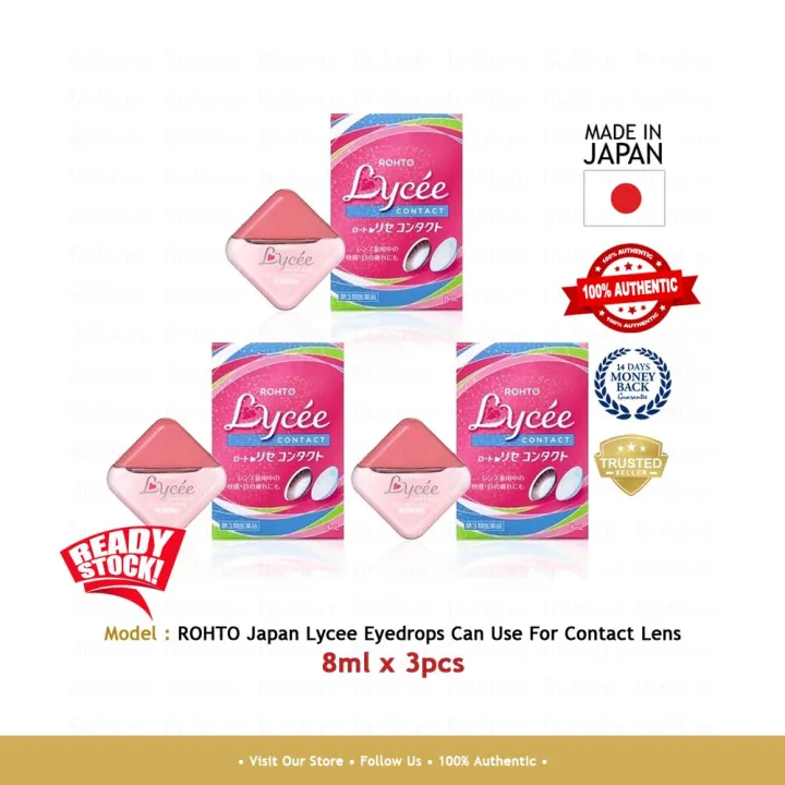 JAPAN ROHTO Lycee Eyedrops Can Use For Contact Lens 8ml x 3pcs 100