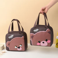 Cute Teddy Waterproof Lunch Bag Leakproof Food Storage Organizer Container Heat Resistent Cold Insulation Thermal Pouch Carry Handbag for School Office Picnic